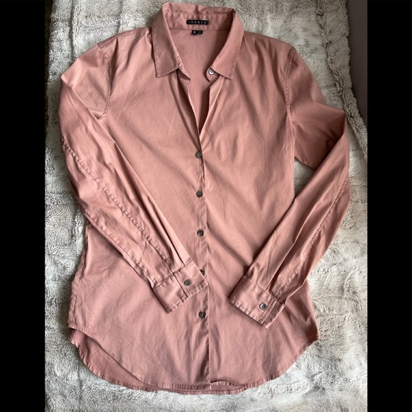 Theory Tops - Theory long sleeve button up blouse in dusty pink